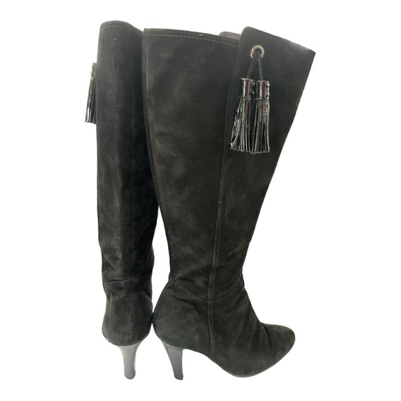 Cole Haan Nancy Nike Air Tall Black Suede Riding Boots with Tassel, size 8.5 - Picture 2 of 10
